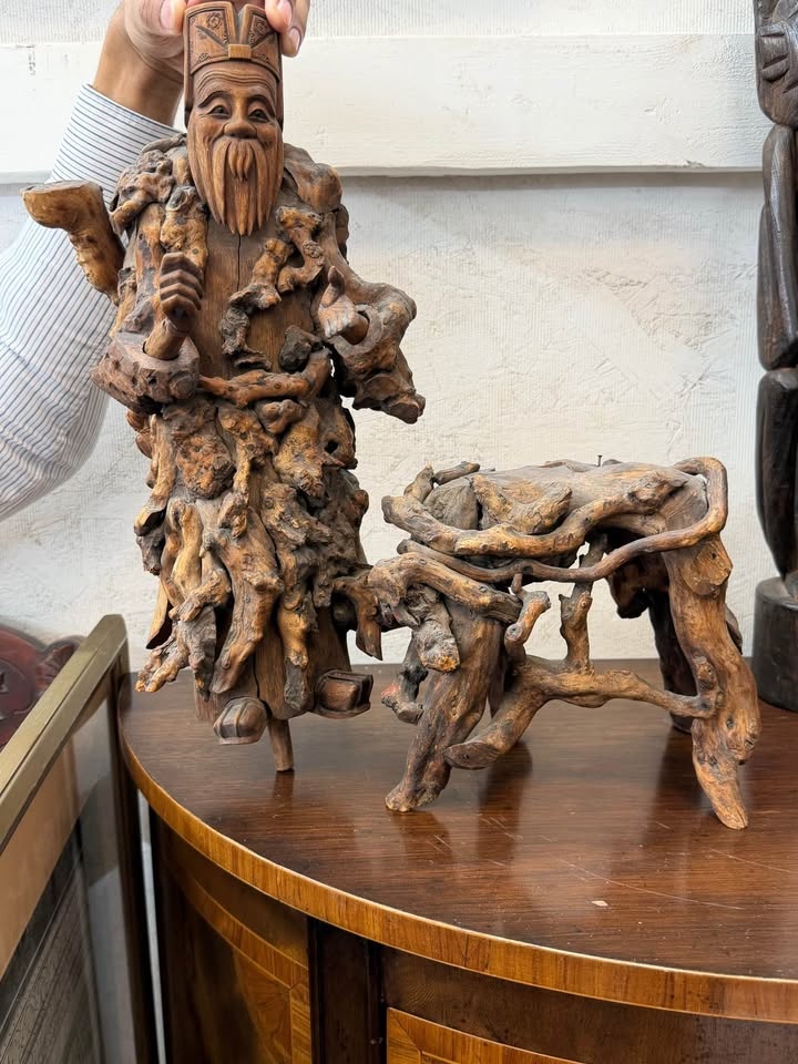 Wood carved Shou lao - photo 3