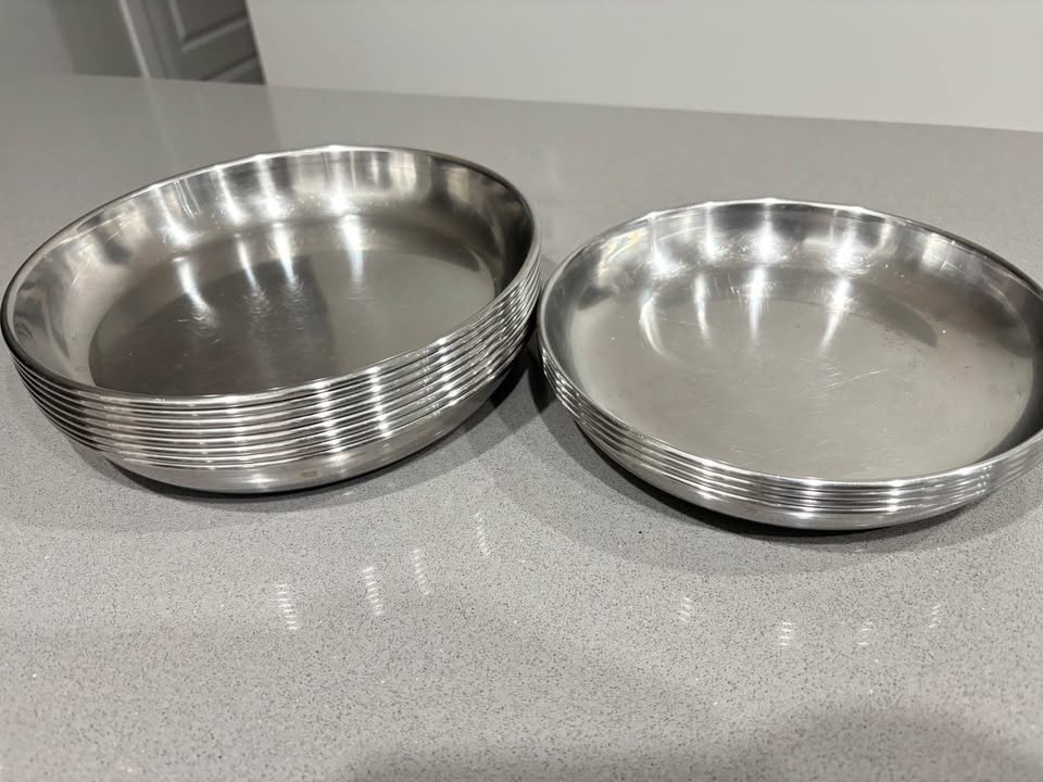 Stainless Steel Plates – Set of 13 (8 Large + 5 Medium) - photo 2
