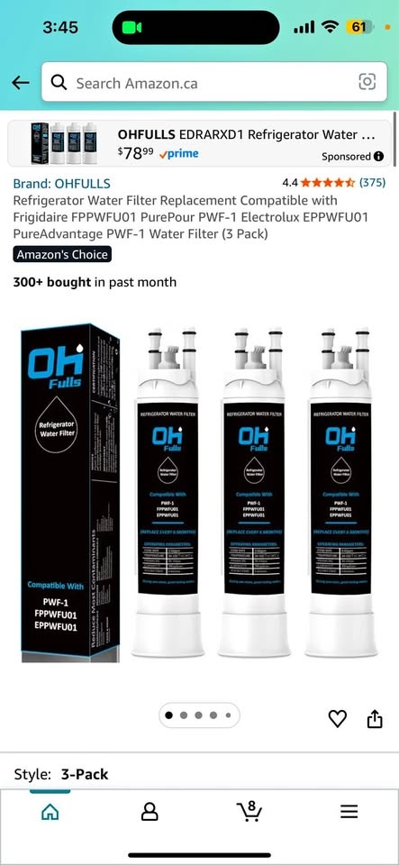 3 Packs Refrigerator Water Filter Replacement