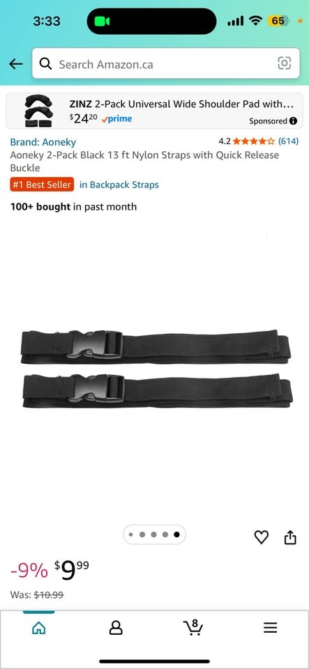 2 Pack Black 13 ft Nylon Straps - photo 2