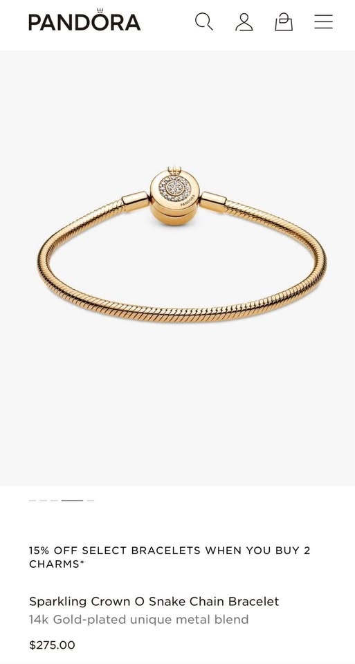 Gold Pandora Charm Bracelet - photo 2
