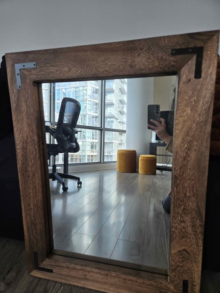 Rustic Wood Frame Wall Mirror - 32" x 24" - photo 2