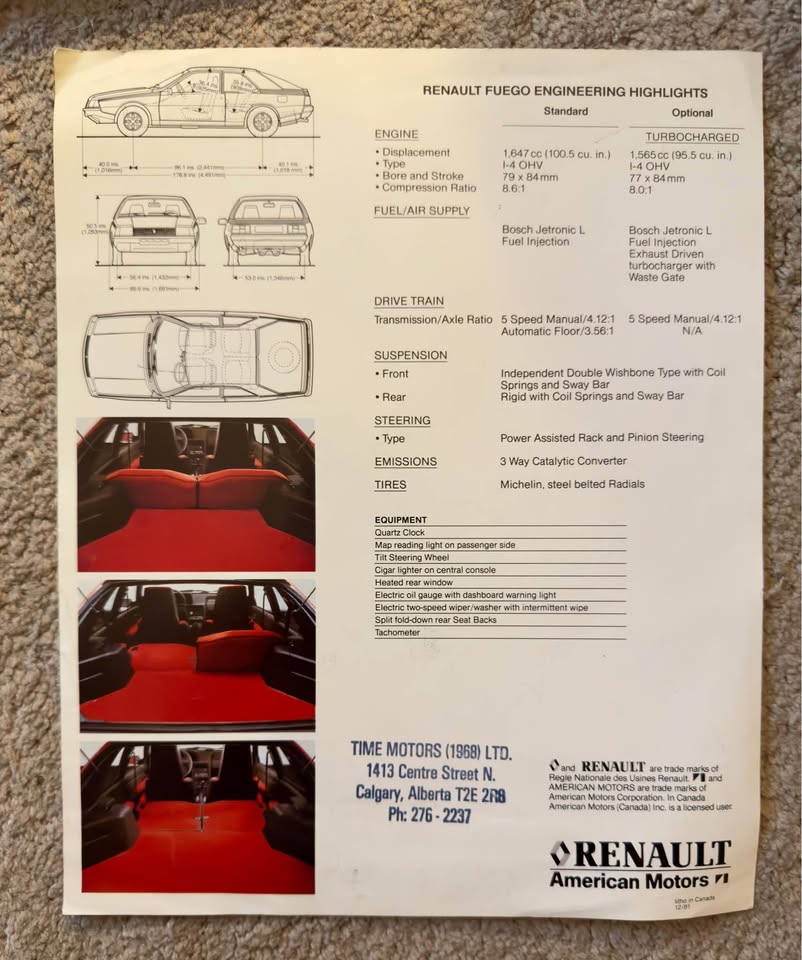 Vintage Renault Fuego Engineering Highlights Poster - photo 2