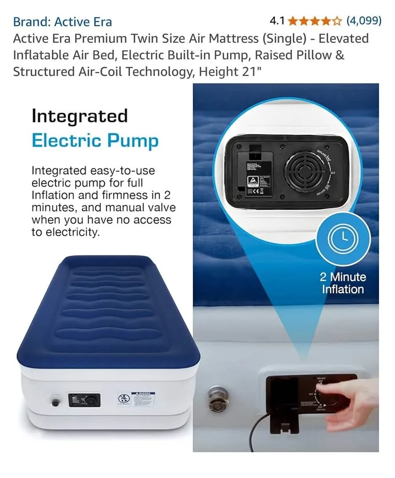 Air Mattress/bed-twin size + padded mattress protector thumbnail