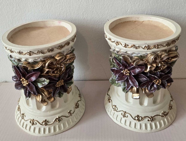 Decorative Cream Floral Candle Holders - photo 2