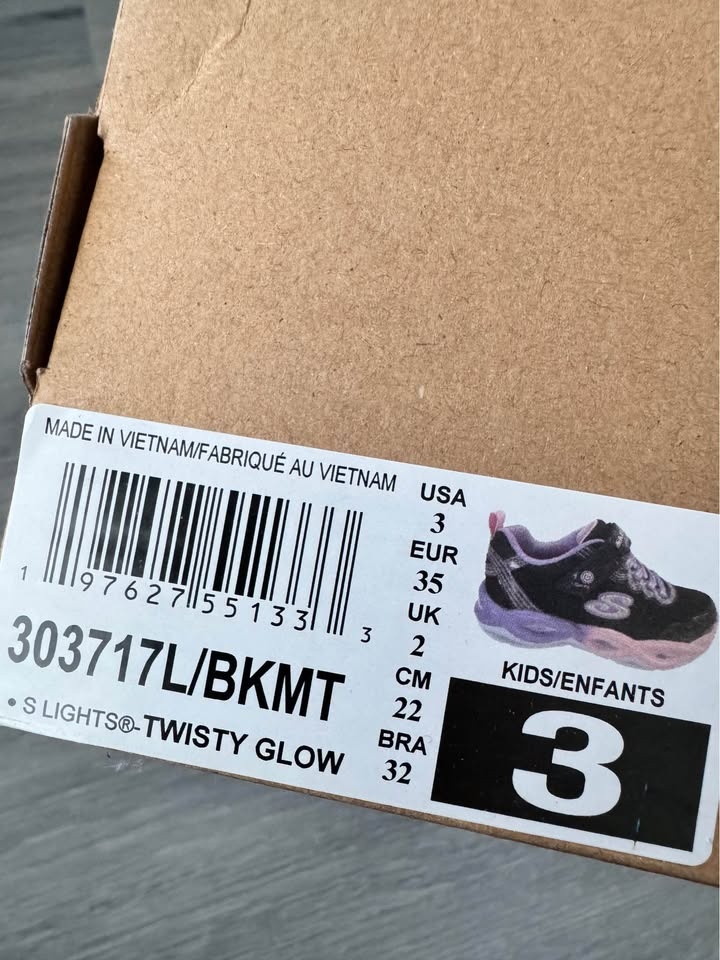 BNIB Skechers Girl's S-Lights Twisty Glow Shoes Sz 3 - photo 2