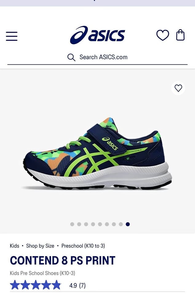 New ASICS Boys Contend 8 PS Running Shoes Size 11 (17.5cm)