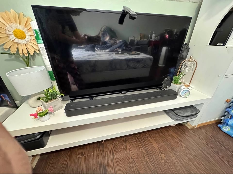 TV + Sony Sound Bar + TV Stand + Govee Lighting