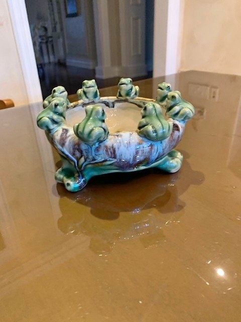 Vintage Frog Footed Planter 1960's - Bowl Majolica 8 Frog