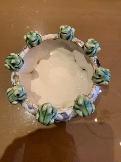 Vintage Frog Footed Planter 1960's - Bowl Majolica 8 Frog - photo 2