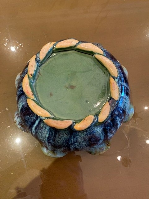 Vintage Frog Footed Planter 1960's - Bowl Majolica 8 Frog - photo 3