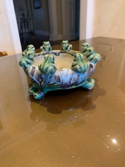 Vintage Frog Footed Planter 1960's - Bowl Majolica 8 Frog - photo 4