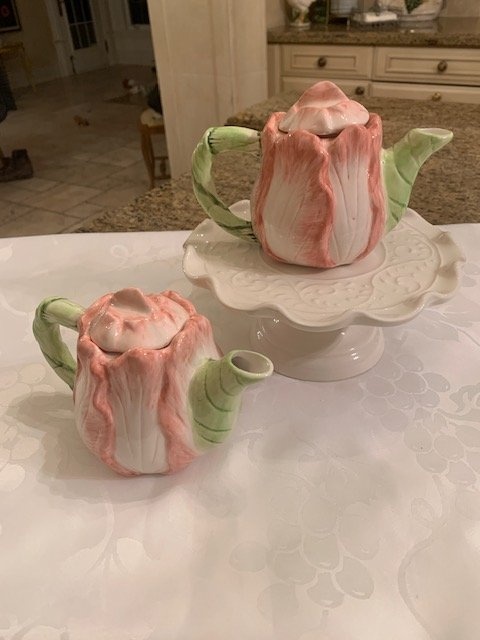Vintage Cabbage Rose Teapots - Pair by Giftcraft - photo 3