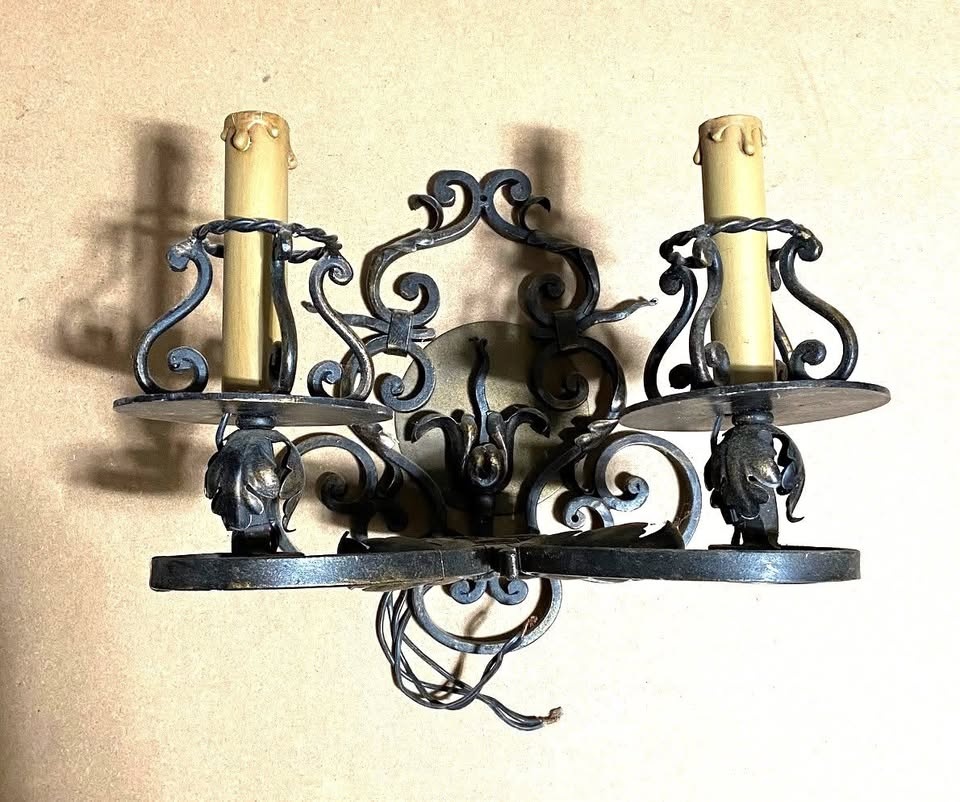 Wrought Iron Wall Sconces - Set of 2