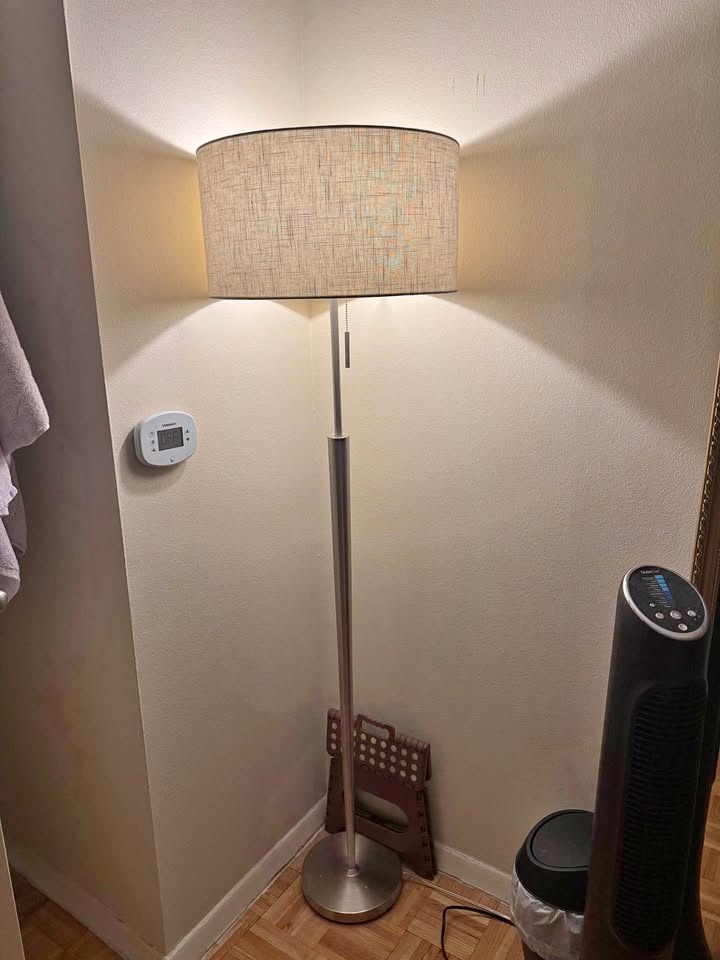 Silver Lamp w Linen Shade