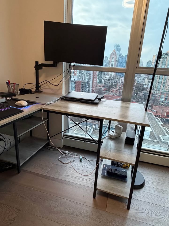 L-Shaped Computer Desk with Shelves + FREE Chair - photo 2