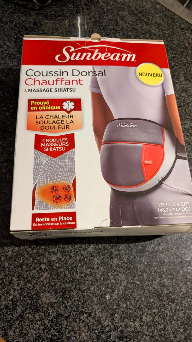 Sunbeam Heated Shiatsu Massage Back Cushion - Excellent Conditio