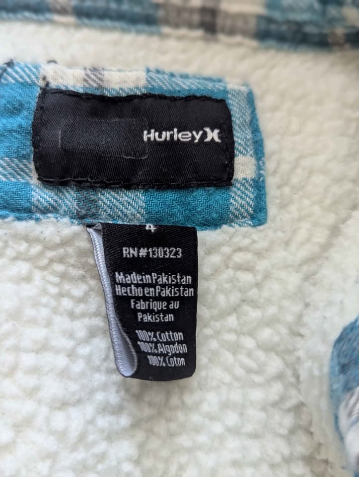 Sherpa-lined Plaid Hurley Fall Jacket Size 4T - photo 2