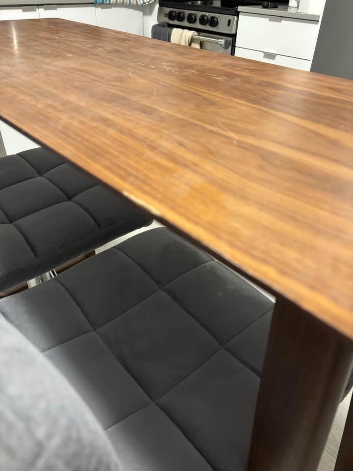 Solid Wood Bar Table + 2 Adjustable Velvet Stools - photo 3