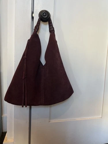 Dolce Vita Merrick Burgundy Suede Tote Hand Bag With Fringe - photo 2