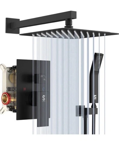 12 Inch Ceiling Mount Matte Black Rainfall Shower System