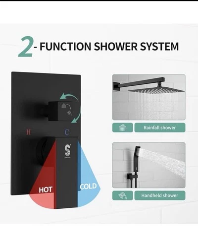 12 Inch Ceiling Mount Matte Black Rainfall Shower System - photo 2