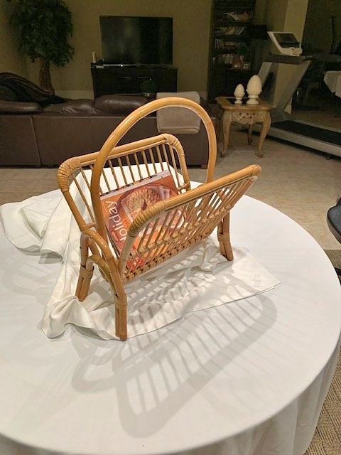 Rattan Vintage Magazine Rack 1970's
