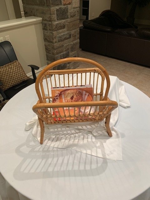 Rattan Vintage Magazine Rack 1970's - photo 2