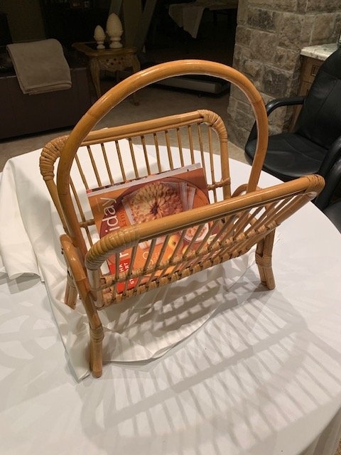 Rattan Vintage Magazine Rack 1970's - photo 4