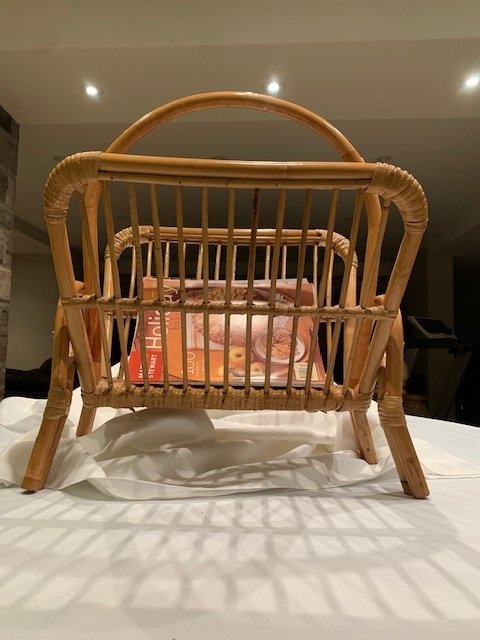 Rattan Vintage Magazine Rack 1970's - photo 5