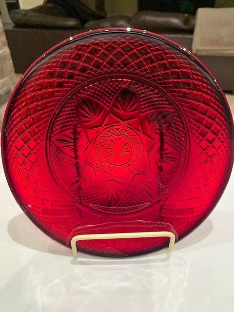 Glass Vintage Cristal d'Arques-Durand 8" Ruby Glass Plates