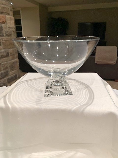 Vintage JG Durand Cristal Pedestal Bowl - 11" Wide