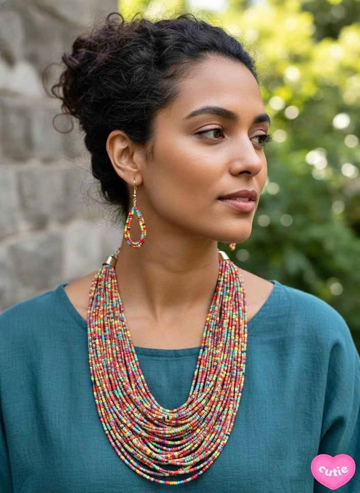 Colorful Beaded Necklace & Earrings Set