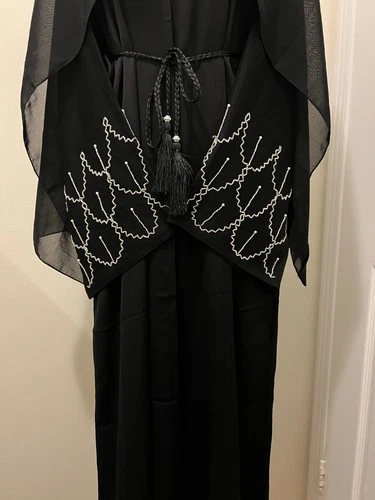 Black Abaya with Handmade Embroidery SZ:54 - photo 2