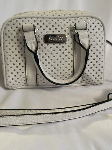 White Mini Handbag with Star Cutouts – Stylish Shoulder Purse