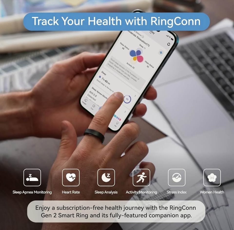RingConn Gen 2 Smart Ring – 12-Day Battery, Stress & Sleep Track - photo 3