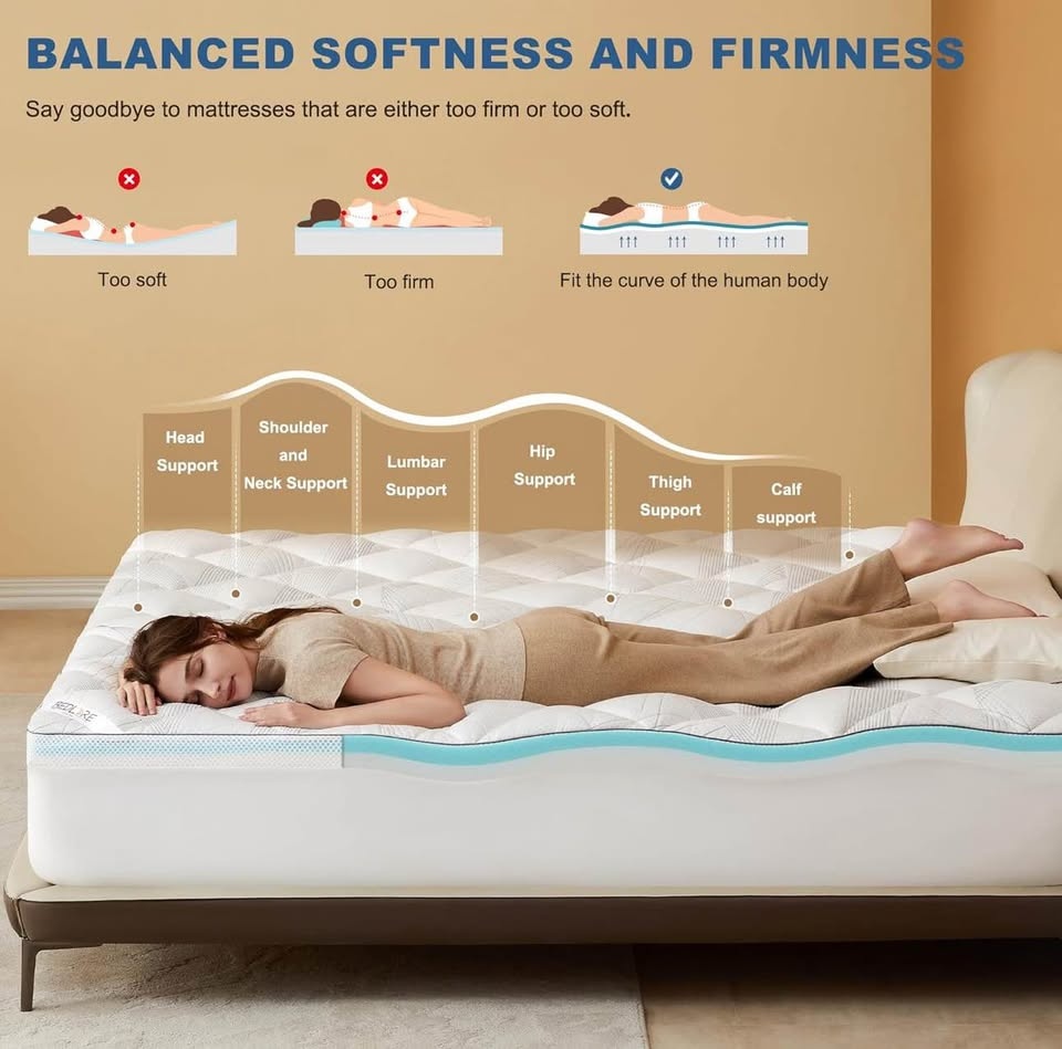 Bedlore King Size 4" Memory Foam Mattress Topper - Cooling Gel - - photo 3