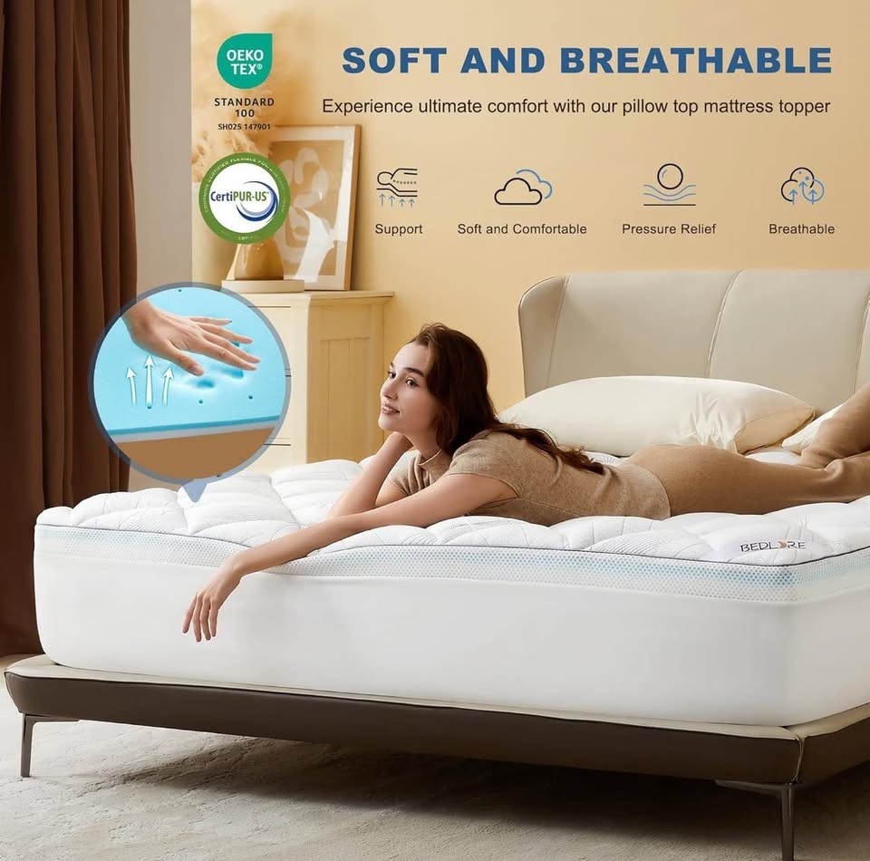 Bedlore King Size 4" Memory Foam Mattress Topper - Cooling Gel - - photo 4