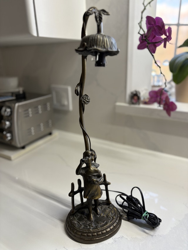 RARE Vintage Andrea by Sadek Bronze Marble Base Garden Lamp