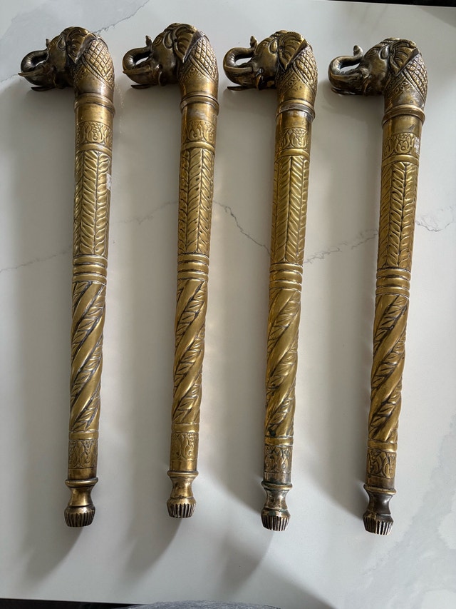 1940s Indian Ceremonial Elephant Head Maces (4 pcs)