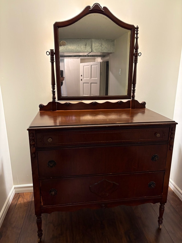 Antique Vanity Dresser with Mirror