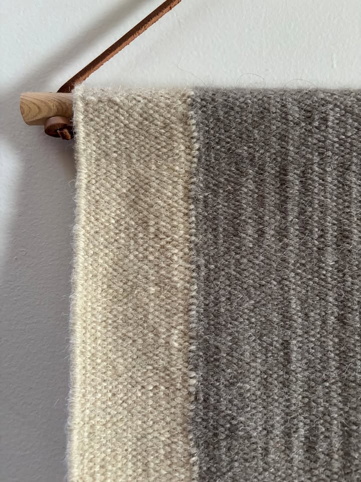 Woven Wall Hanging – Beige & Grey Textile Art - photo 2