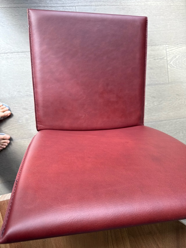 Crate and Barrel Folio Side Chair - Merlot Leather - photo 3