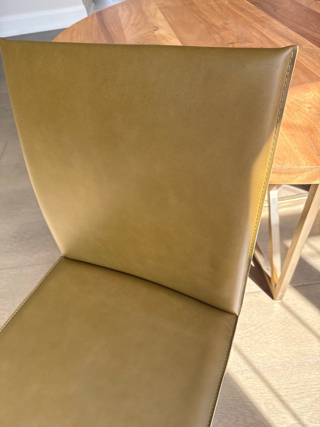 Crate and Barrel Folio Side Chair - Olive Leather - photo 3