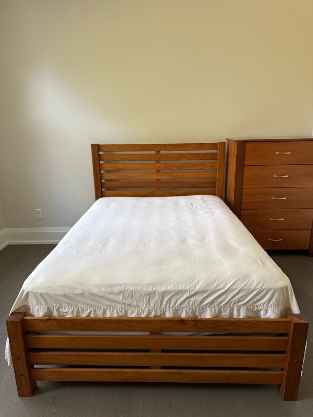 Full Size Bed Set - Wood Frame, Dresser, Desk, Chair
