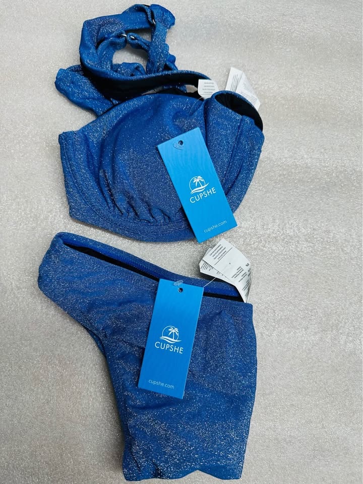 Cupshe Shoreline Shine Blue Bikini Set - Size M - New With Tags - photo 5