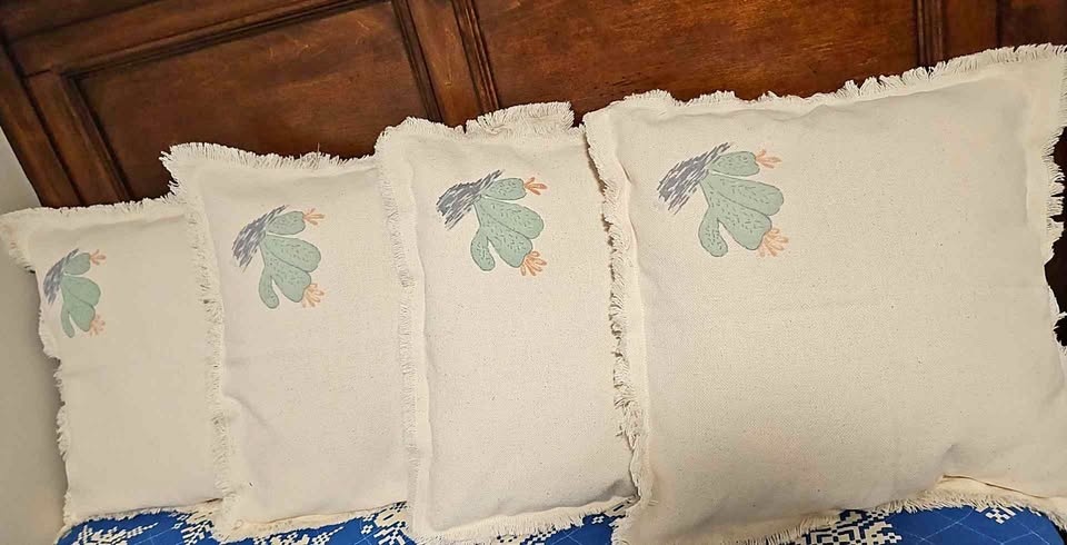 Set of 4 Canvas Accent Cushions (16x16") - Fillings Included