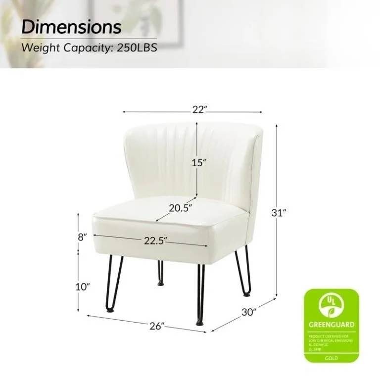 Euclid Faux Leather Chair - Ivory - photo 3