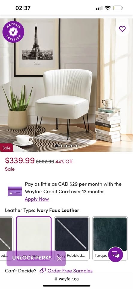 Euclid Faux Leather Chair - Ivory - photo 4