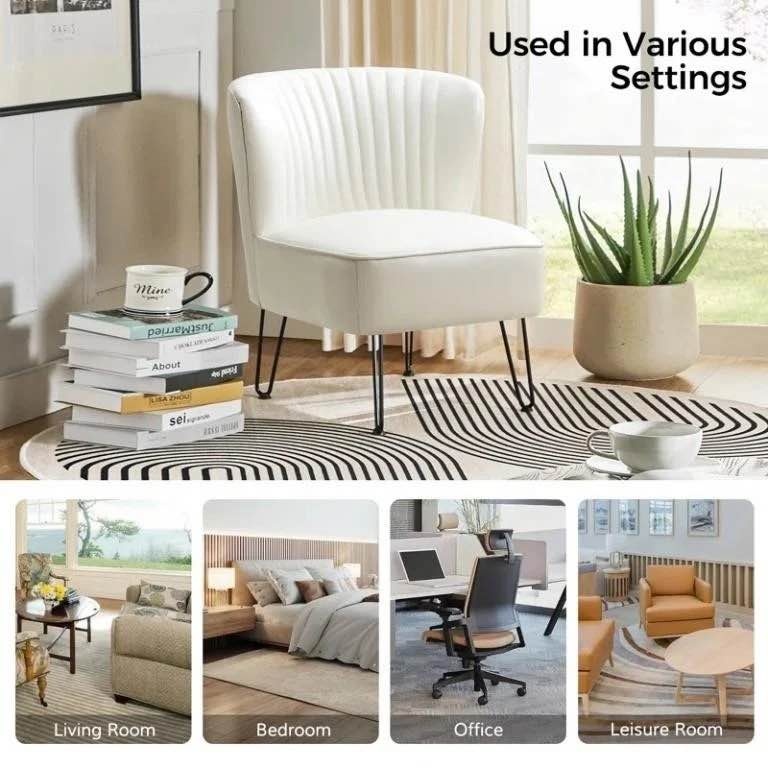 Euclid Faux Leather Chair - Ivory - photo 5